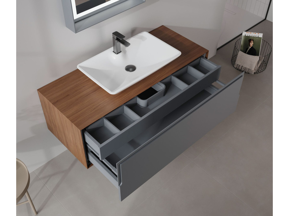 Meuble Vasque "Craft 120" - 120 x 50 x 40 cm - Walnut / Anthracite