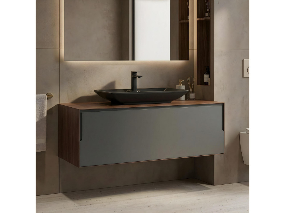 Meuble Vasque "Craft 120" - 120 x 50 x 40 cm - Walnut / Anthracite