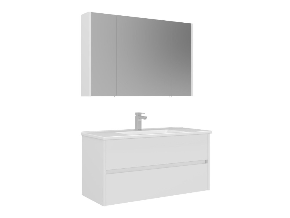 Ensemble Meuble Vasque avec Miroir (2 Pièces) "Arno 100" - 100 x 45 x 52 cm - White