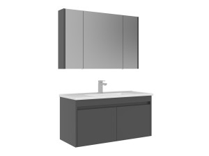 Ensemble Meuble Vasque avec Miroir (2 Pièces) "Arno 100" - 100 x 45 x 52 cm - Grey