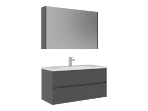 Ensemble Meuble Vasque avec Miroir (2 Pièces) "Arno 100" - 100 x 45 x 52 cm - Grey