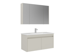 Ensemble Meuble Vasque avec Miroir (2 Pièces) "Arno 100" - 100 x 45 x 52 cm - Cashmere