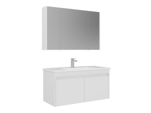 Ensemble Meuble Vasque avec Miroir (2 Pièces) "Arno 100" - 100 x 45 x 52 cm - White
