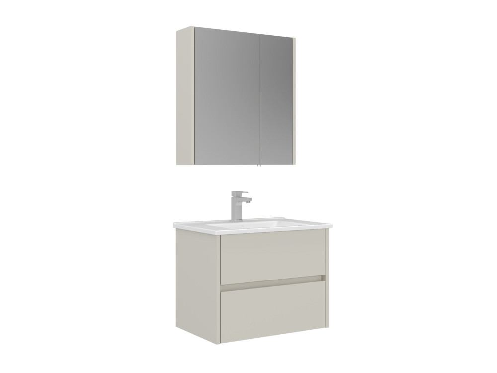 Ensemble Meuble Vasque avec Miroir (2 Pièces) "Arno 65" - 65 x 45 x 52 cm - Cashmere