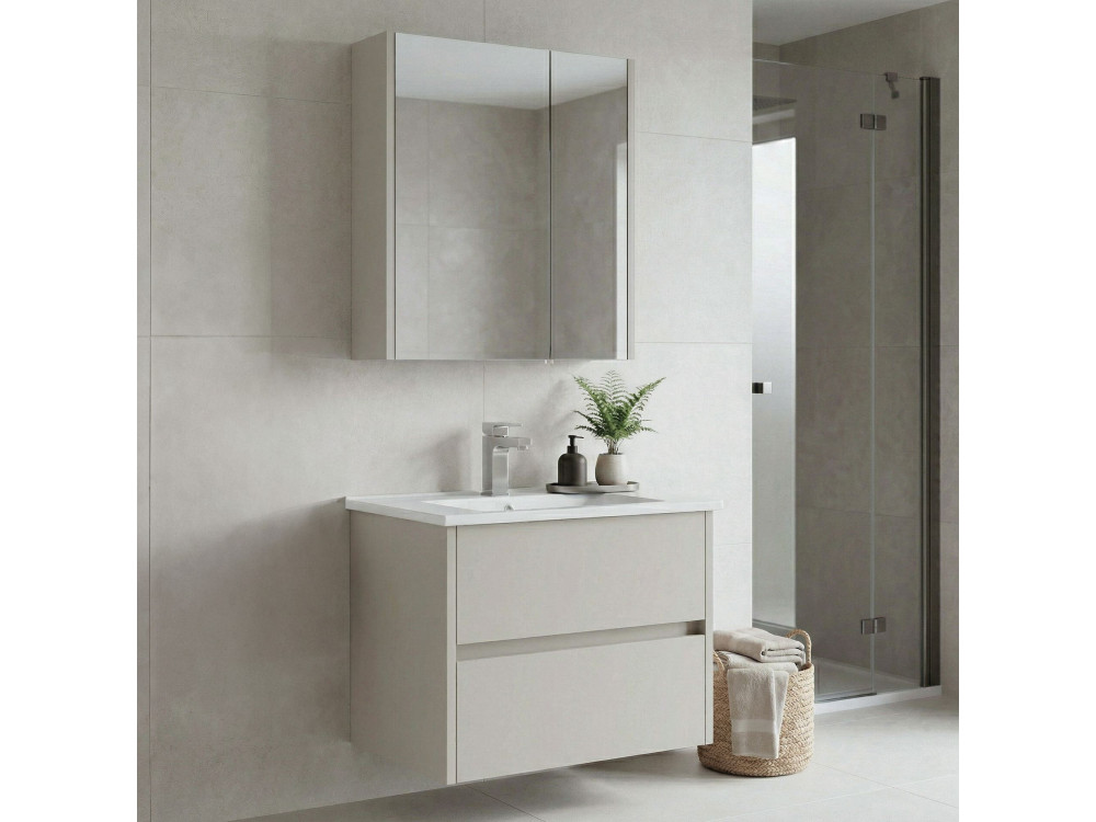 Ensemble Meuble Vasque avec Miroir (2 Pièces) "Arno 65" - 65 x 45 x 52 cm - Cashmere