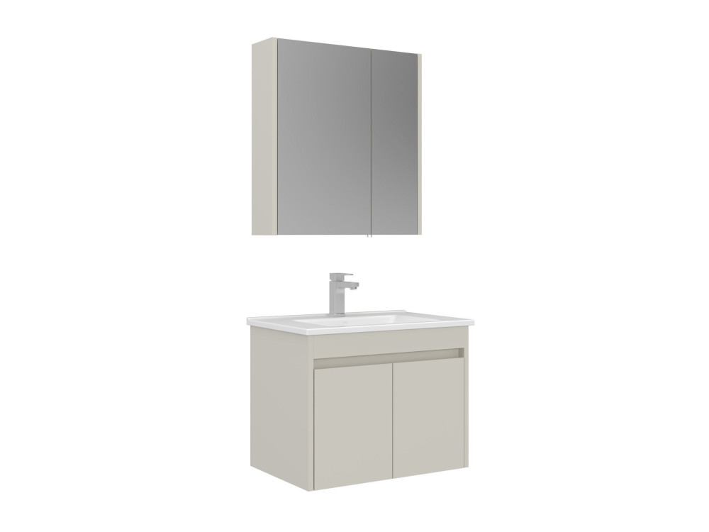 Ensemble Meuble Vasque avec Miroir (2 Pièces) "Arno 65" - 65 x 45 x 52 cm - Cashmere