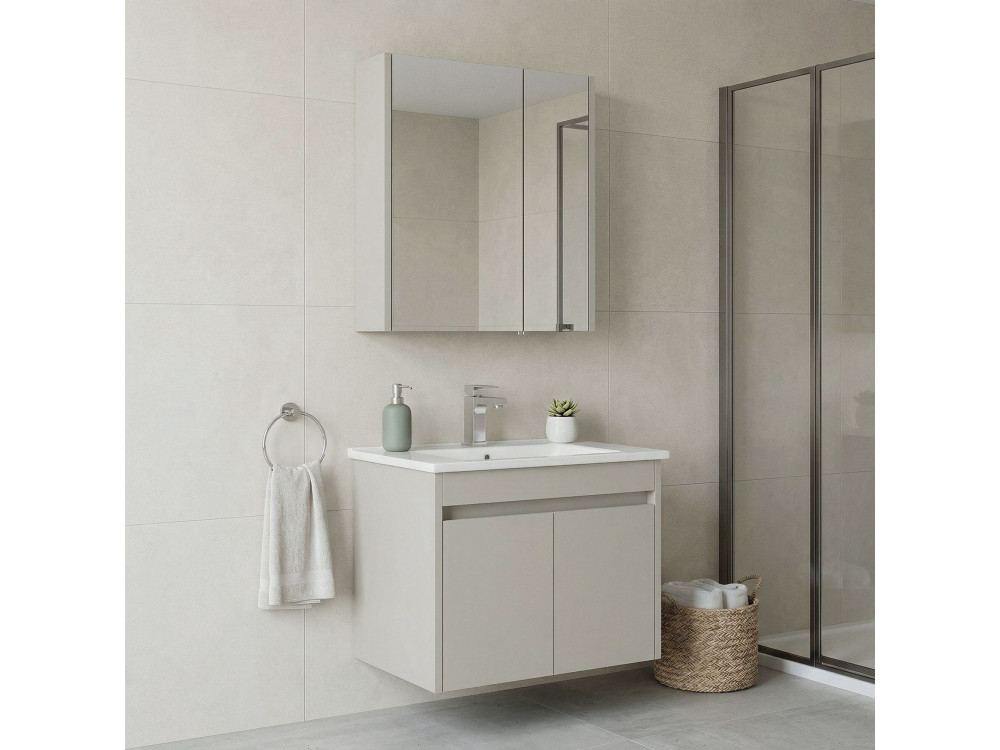 Ensemble Meuble Vasque avec Miroir (2 Pièces) "Arno 65" - 65 x 45 x 52 cm - Cashmere