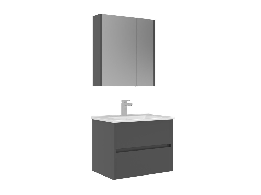Ensemble Meuble Vasque avec Miroir (2 Pièces) "Arno 65" - 65 x 45 x 52 cm - Grey