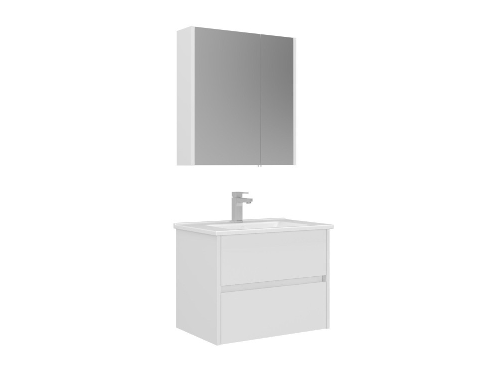 Ensemble Meuble Vasque avec Miroir (2 Pièces) "Arno 65" - 65 x 45 x 52 cm - White