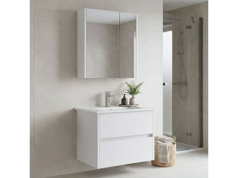 Ensemble Meuble Vasque avec Miroir (2 Pièces) "Arno 65" - 65 x 45 x 52 cm - White