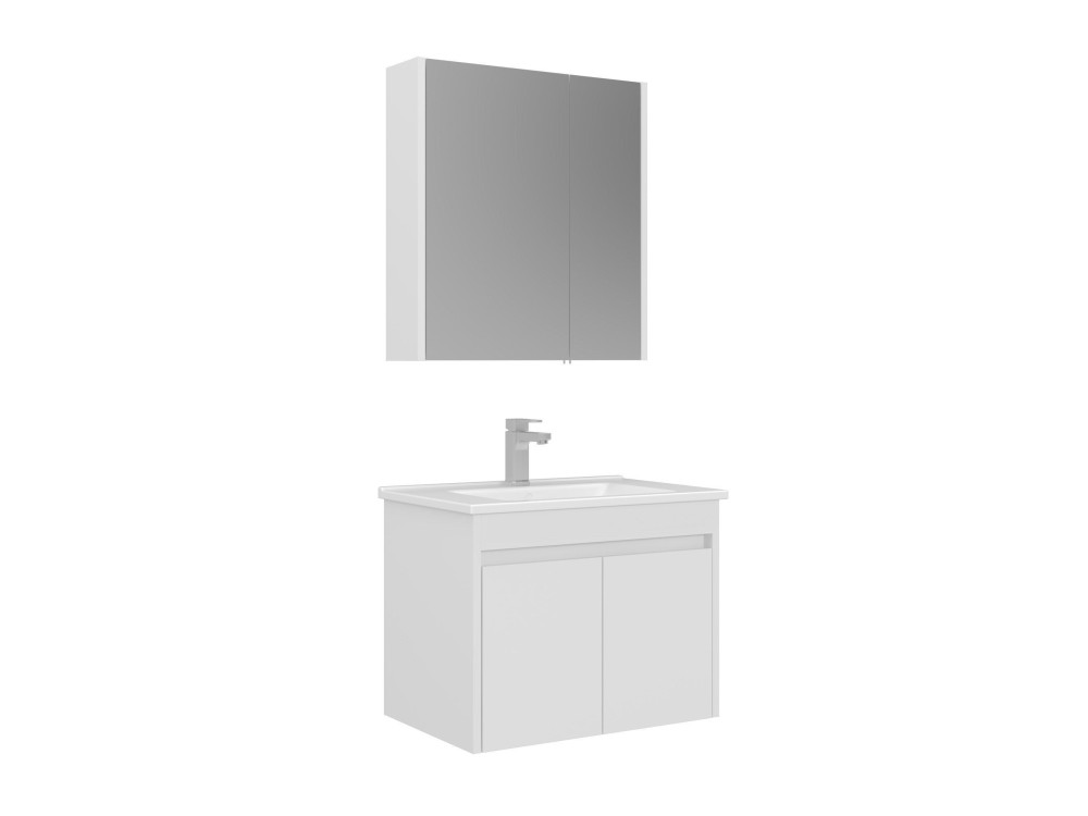 Ensemble Meuble Vasque avec Miroir (2 Pièces) "Arno 65" - 65 x 45 x 52 cm - White