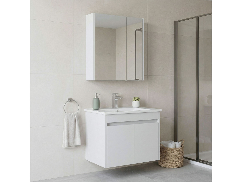 Ensemble Meuble Vasque avec Miroir (2 Pièces) "Arno 65" - 65 x 45 x 52 cm - White