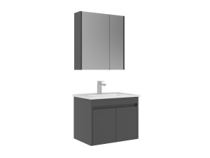 Ensemble Meuble Vasque avec Miroir (2 Pièces) "Arno 65" - 65 x 45 x 52 cm - Grey