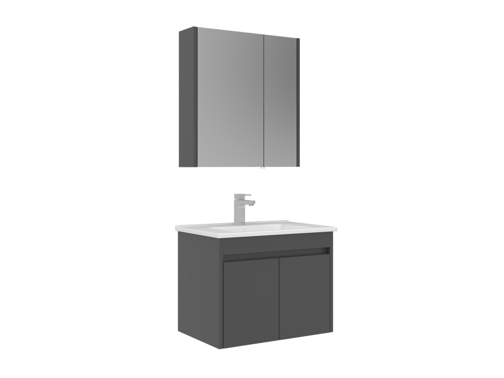 Ensemble Meuble Vasque avec Miroir (2 Pièces) "Arno 65" - 65 x 45 x 52 cm - Grey