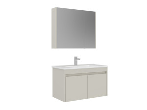 Ensemble Meuble Vasque avec Miroir (2 Pièces) "Arno 85" - 85 x 45 x 52 cm - Cashmere
