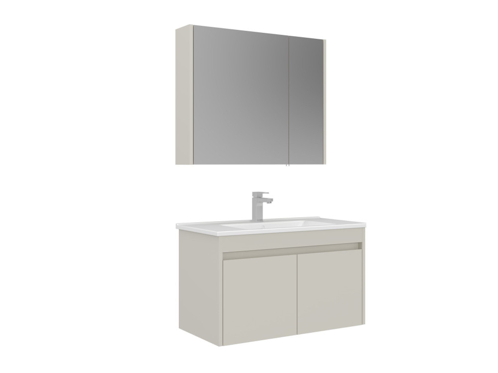 Ensemble Meuble Vasque avec Miroir (2 Pièces) "Arno 85" - 85 x 45 x 52 cm - Cashmere