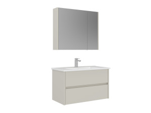 Ensemble Meuble Vasque avec Miroir (2 Pièces) "Arno 85" - 85 x 45 x 52 cm - Cashmere