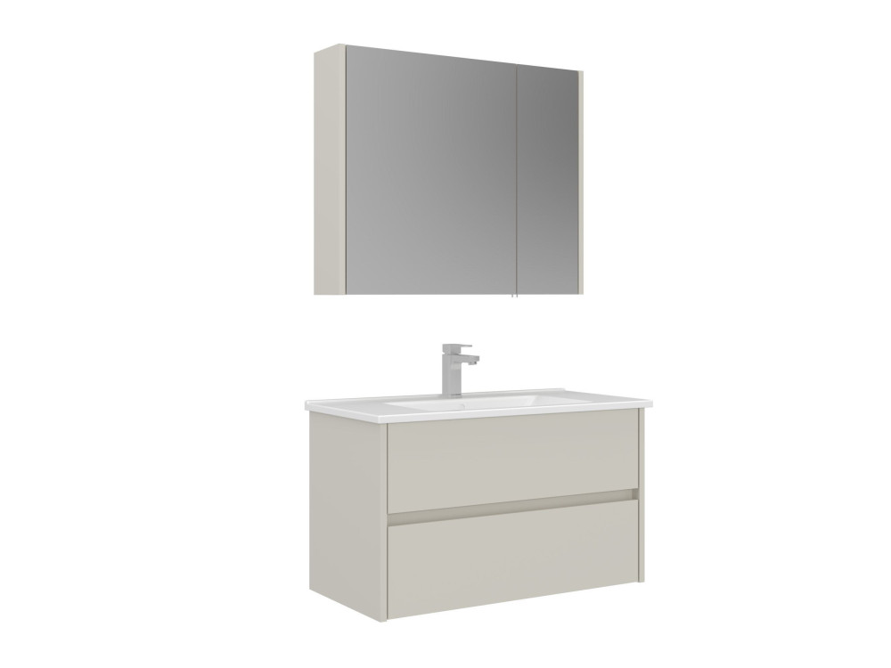 Ensemble Meuble Vasque avec Miroir (2 Pièces) "Arno 85" - 85 x 45 x 52 cm - Cashmere