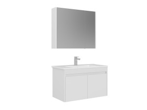 Ensemble Meuble Vasque avec Miroir (2 Pièces) "Arno 85" - 85 x 45 x 52 cm - White