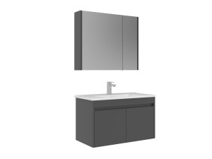 Ensemble Meuble Vasque avec Miroir (2 Pièces) "Arno 85" - 85 x 45 x 52 cm - Grey