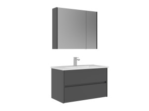 Ensemble Meuble Vasque avec Miroir (2 Pièces) "Arno 85" - 85 x 45 x 52 cm - Grey