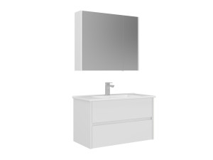 Ensemble Meuble Vasque avec Miroir (2 Pièces) "Arno 85" - 85 x 45 x 52 cm - White
