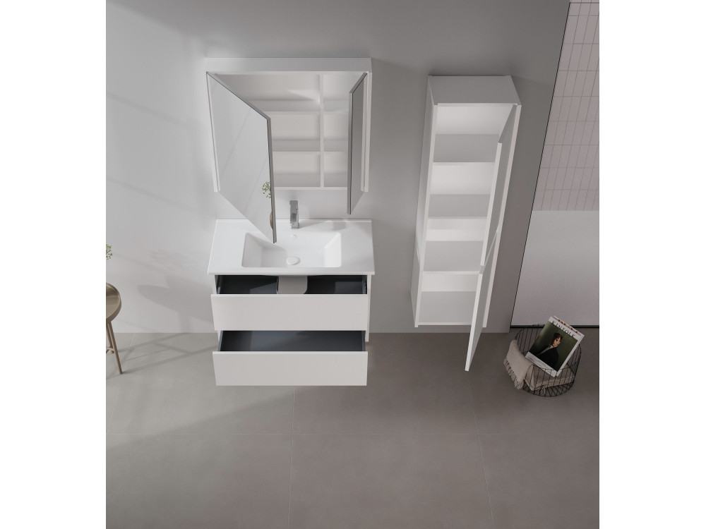 Ensemble Meuble Vasque avec Miroir (2 Pièces) "Arno 85" - 85 x 45 x 52 cm - White