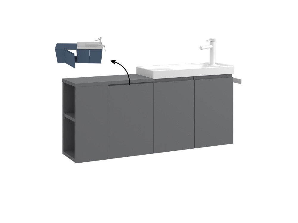 Meuble Vasque "Ferla 110" - 110 x 22 x 45 cm - Matte Grey