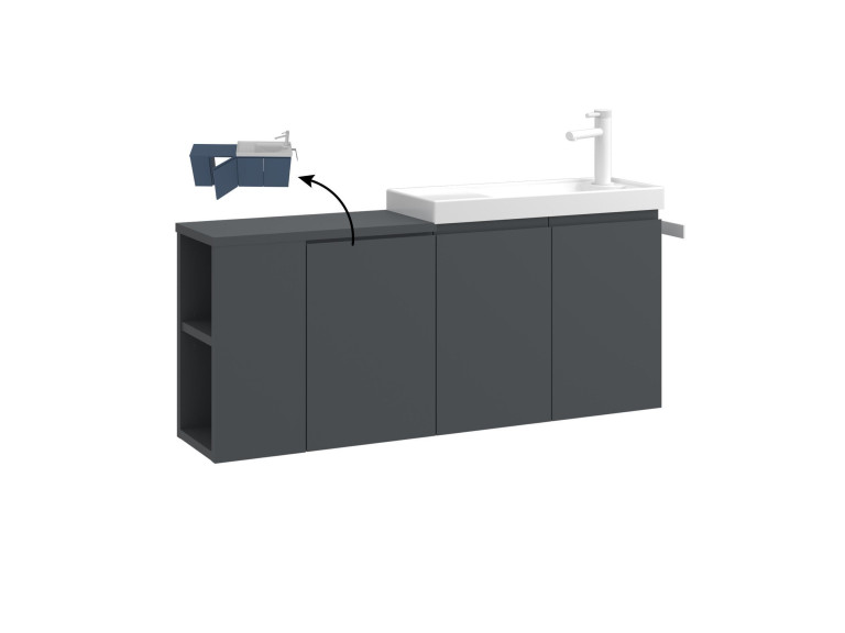 Meuble Vasque "Ferla 110" - 110 x 22 x 45 cm - Matte Anthracite