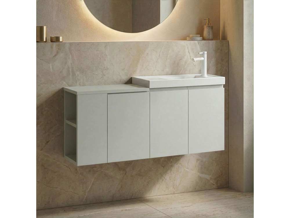 Meuble Vasque "Ferla 110" - 110 x 22 x 45 cm - Matte Cashmere
