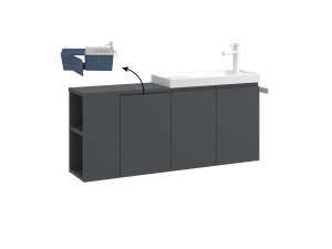 Meuble Vasque "Ferla 110" - 110 x 22 x 45 cm - Matte Anthracite