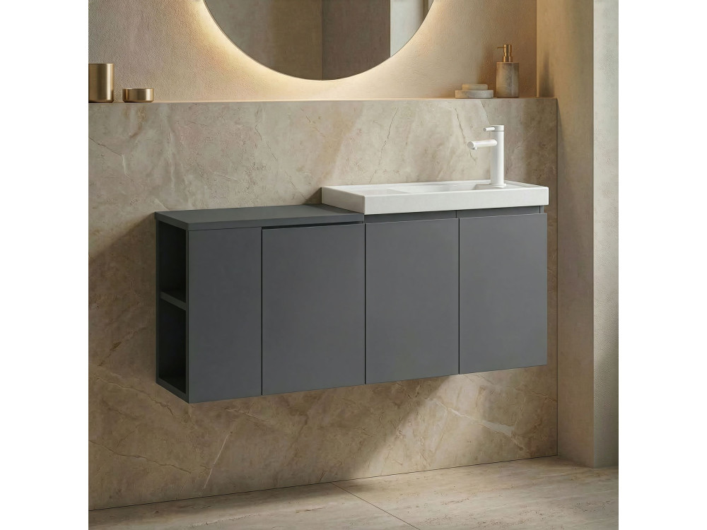 Meuble Vasque "Ferla 110" - 110 x 22 x 45 cm - Matte Anthracite