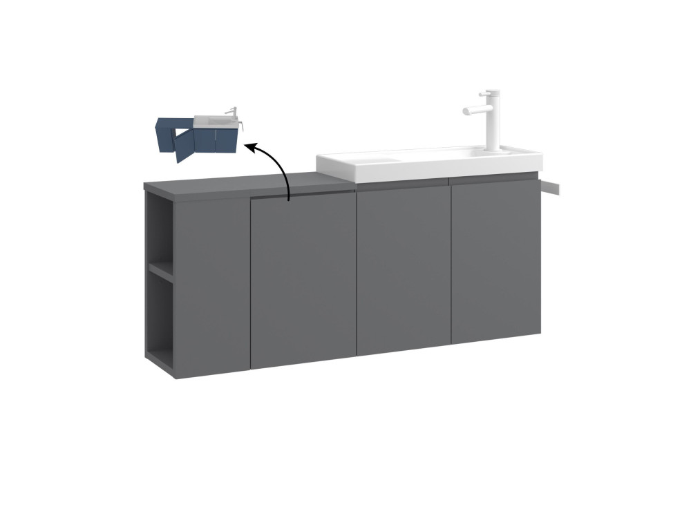 Meuble Vasque "Ferla 110" - 110 x 22 x 45 cm - Matte Grey