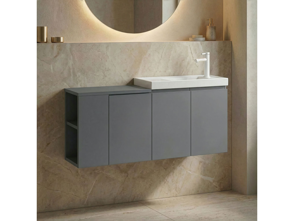 Meuble Vasque "Ferla 110" - 110 x 22 x 45 cm - Matte Grey