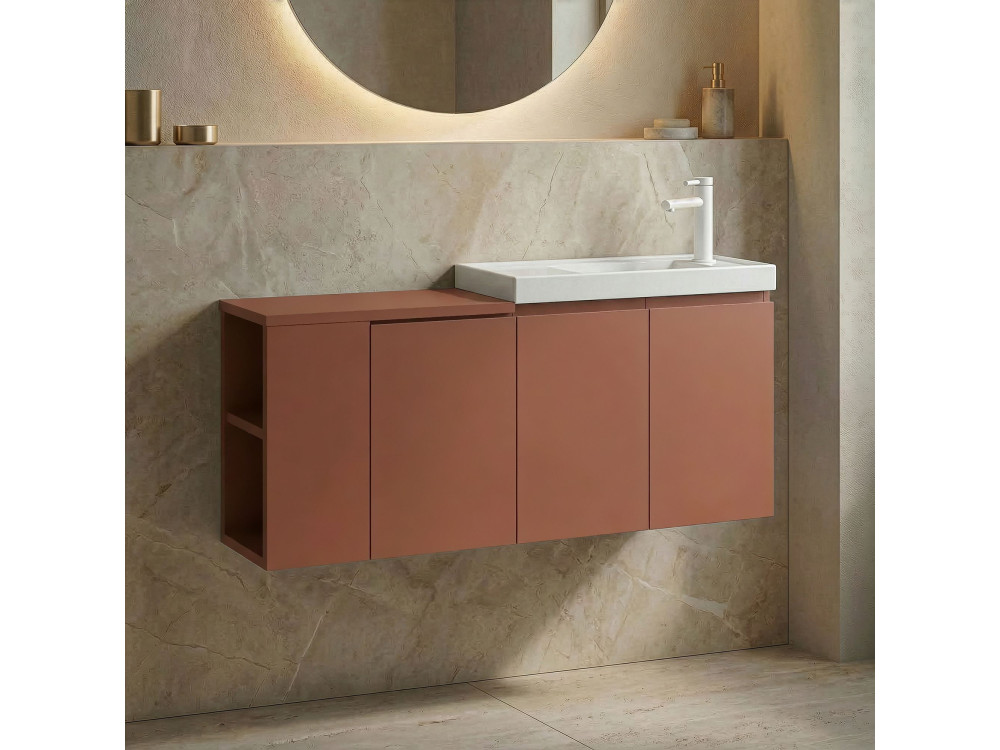 Meuble Vasque "Ferla 110" - 110 x 22 x 45 cm - Matte Cinnamon