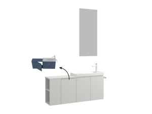 Ensemble Meuble Vasque avec Miroir (2 Pièces) "Ferla 110" - 110 x 22 x 45 cm - Matte Cashmere