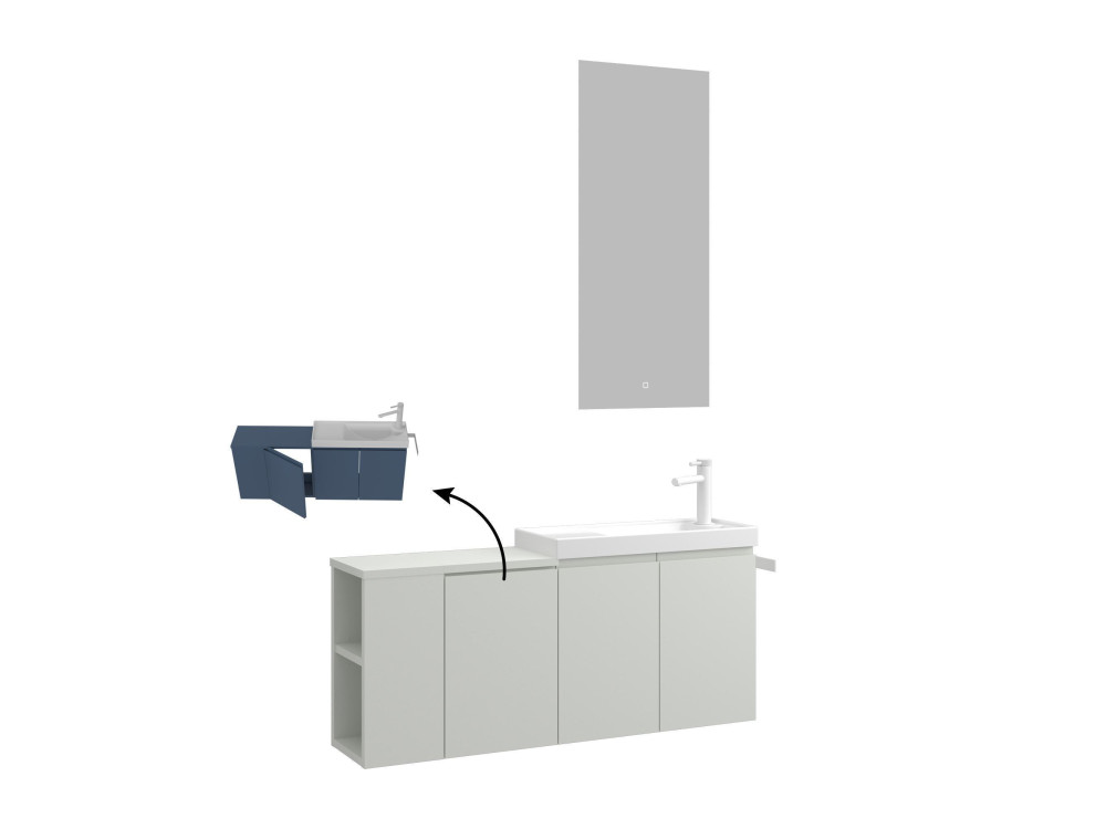 Ensemble Meuble Vasque avec Miroir (2 Pièces) "Ferla 110" - 110 x 22 x 45 cm - Matte Cashmere