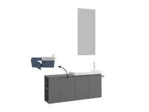 Ensemble Meuble Vasque avec Miroir (2 Pièces) "Ferla 110" - 110 x 22 x 45 cm - Matte Grey