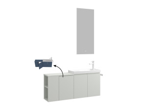 Ensemble Meuble Vasque avec Miroir (2 Pièces) "Ferla 110" - 40 x 22 x 45 cm - Matte Cashmere