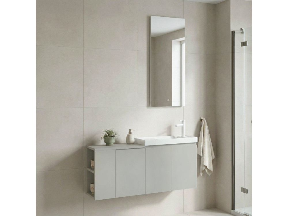 Ensemble Meuble Vasque avec Miroir (2 Pièces) "Ferla 110" - 40 x 22 x 45 cm - Matte Cashmere