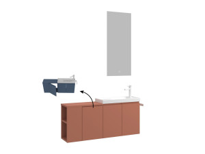 Ensemble Meuble Vasque avec Miroir (2 Pièces) "Ferla 110" - 110 x 22 x 45 cm - Matte Cinnamon
