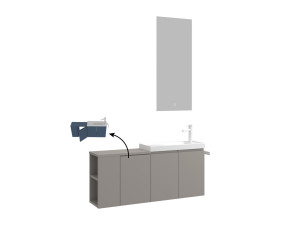 Ensemble Meuble Vasque avec Miroir (2 Pièces) "Ferla 110" - 110 x 22 x 45 cm - Matte Mink