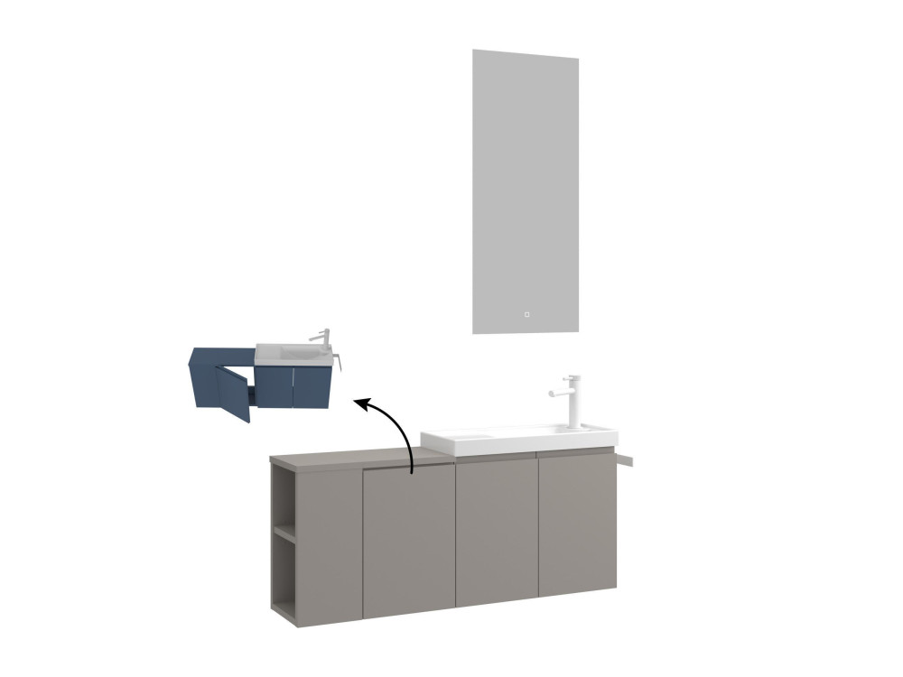 Ensemble Meuble Vasque avec Miroir (2 Pièces) "Ferla 110" - 110 x 22 x 45 cm - Matte Mink