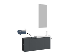 Ensemble Meuble Vasque avec Miroir (2 Pièces) "Ferla 110" - 40 x 22 x 45 cm - Matte Anthracite