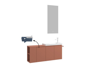 Ensemble Meuble Vasque avec Miroir (2 Pièces) "Ferla 110" - 110 x 22 x 45 cm - Matte Cinnamon