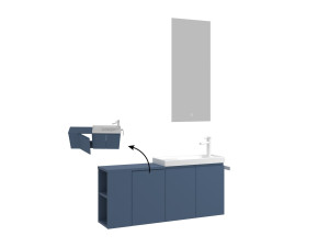Ensemble Meuble Vasque avec Miroir (2 Pièces) "Ferla 110" - 110 x 22 x 45 cm - Matte Blue