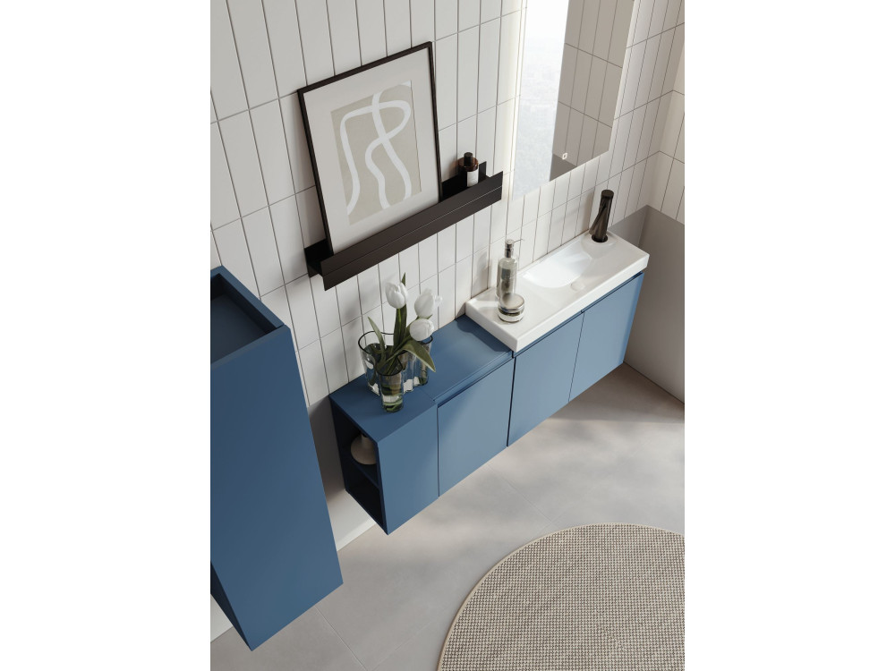 Ensemble Meuble Vasque avec Miroir (2 Pièces) "Ferla 110" - 110 x 22 x 45 cm - Matte Blue