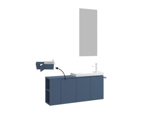 Ensemble Meuble Vasque avec Miroir (2 Pièces) "Ferla 110" - 40 x 22 x 45 cm - Matte Blue