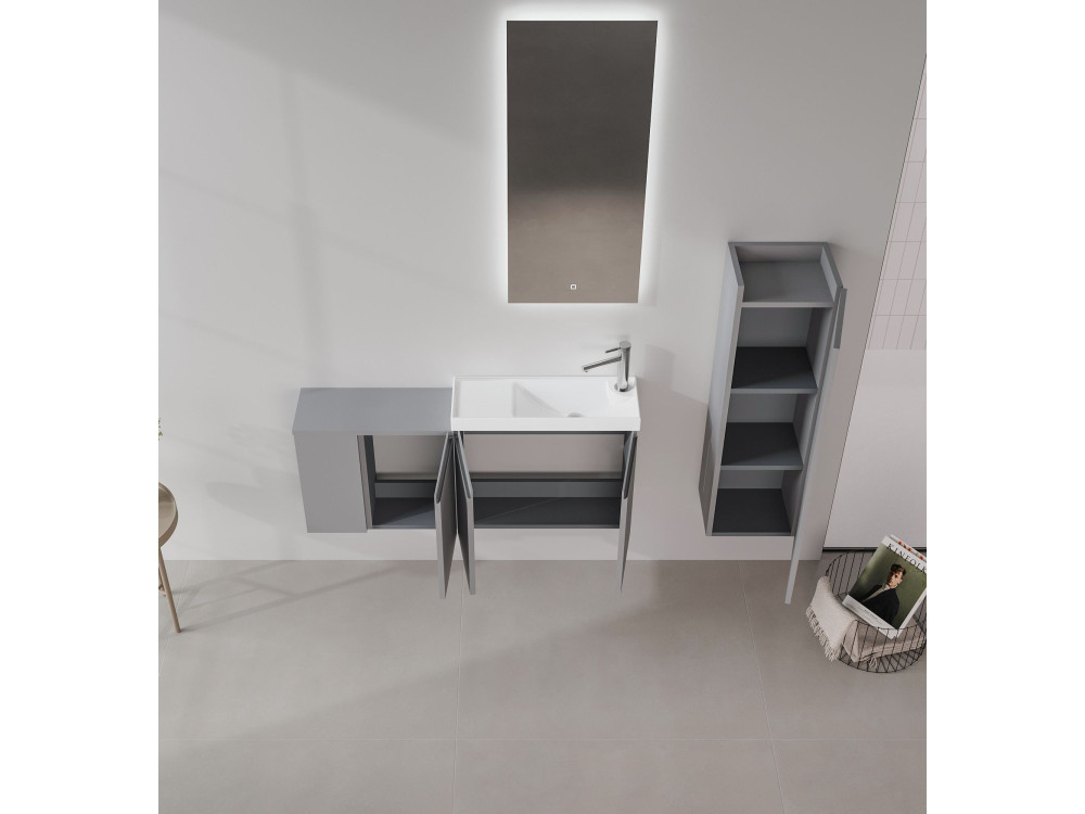 Ensemble Meuble Vasque avec Miroir (2 Pièces) "Ferla 110" - 40 x 22 x 45 cm - Matte Grey