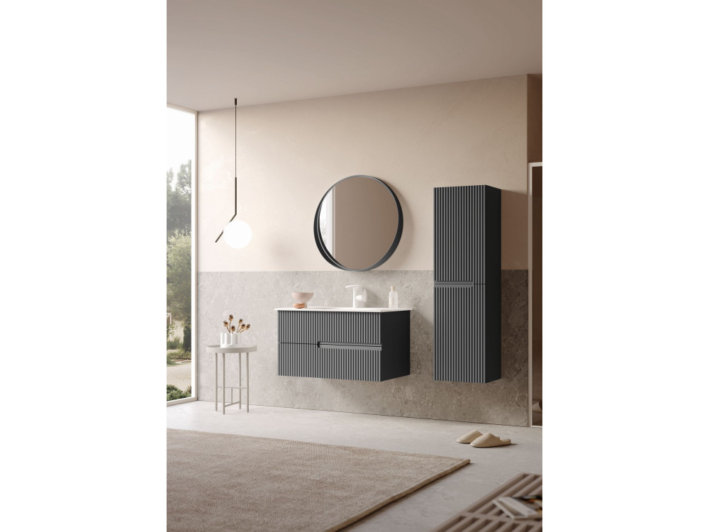 Miroir Décoratif en Bois "Moonlight 90 v2" - 90 x 7 x 90 cm - Matte Anthracite